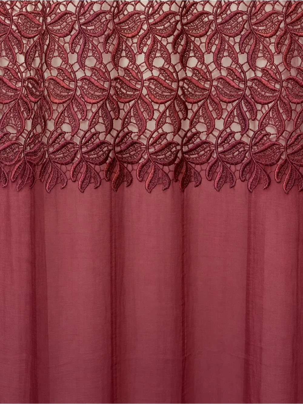 Vintage Burgundy Embroidered Semi-Sheer Curtains 52x84 Set of 2